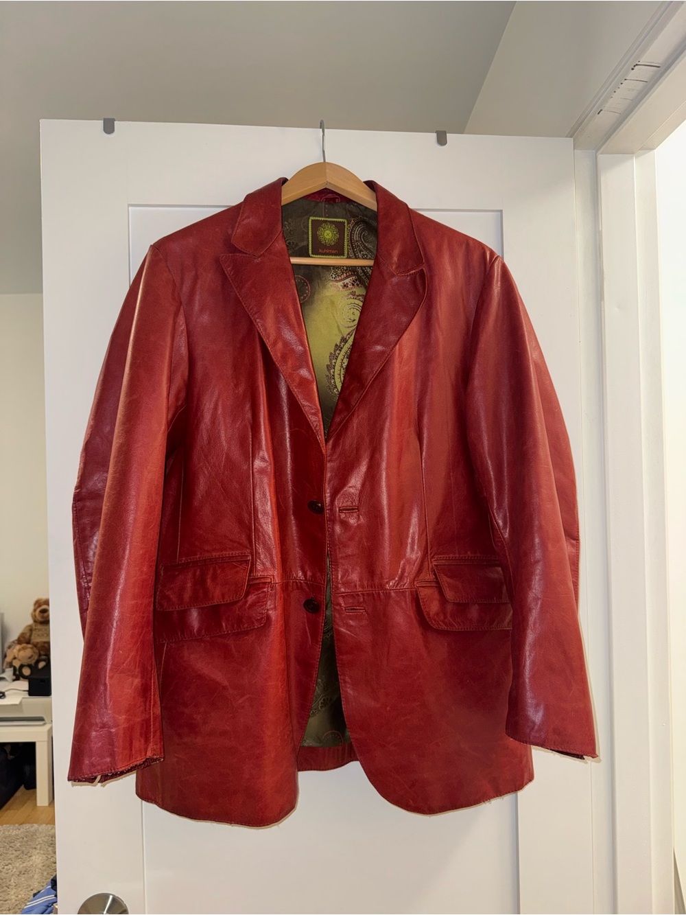 Women’s  Red Leather Blazer Jacket